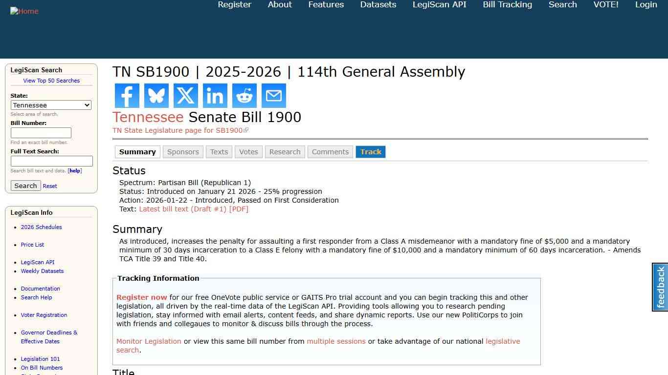 TN SB1900 2025-2026 114th General Assembly LegiScan