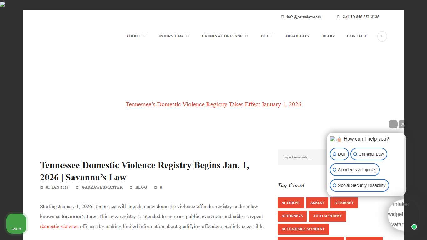 Tennessee Domestic Violence Registry Begins Jan. 1, 2026 Savanna’s Law Garza Law Firm - Knoxville, TN